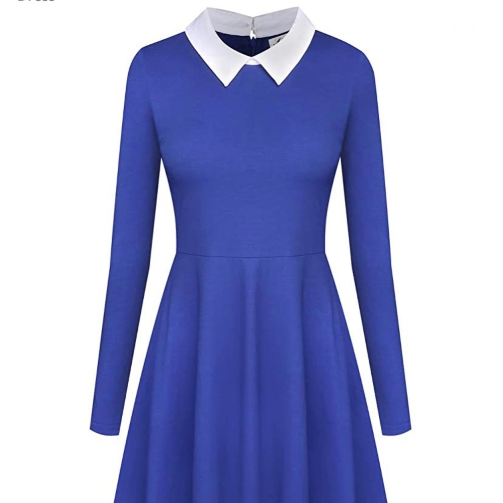 Long Sleeve Fit Flare Peter Pan Collar Dress